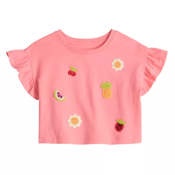 

Футболка с рукавами-крылышками для девочек и малышей Jumping Beans, цвет fruit crochet coral