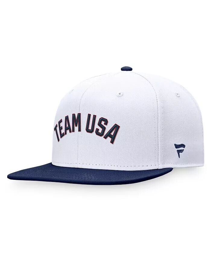 

Фирменная мужская белая/темно-синяя бейсболка Team USA Snapback Fanatics