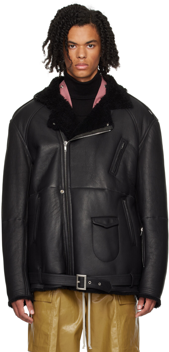 

Черная куртка Porterville Jumbo Luke Stooges из овчины Rick Owens, черный/черный