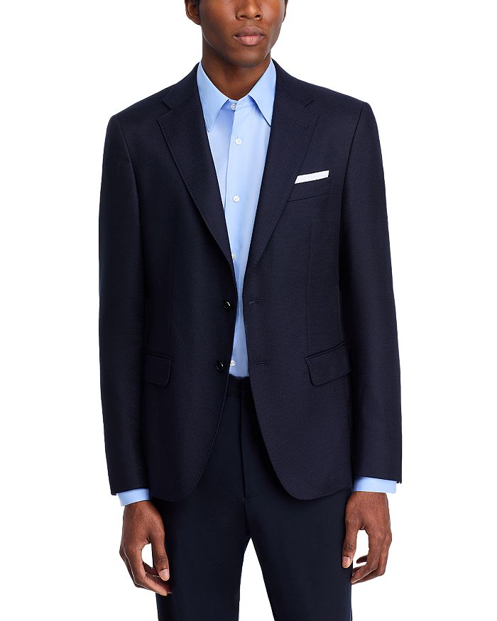 

Спортивное пальто Hutson Textured Solid Slim Fit BOSS, синий