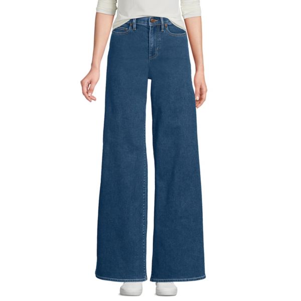 

Женские джинсы Recover Denim с высокой посадкой и широкими штанинами Lands' End, цвет crawford wash