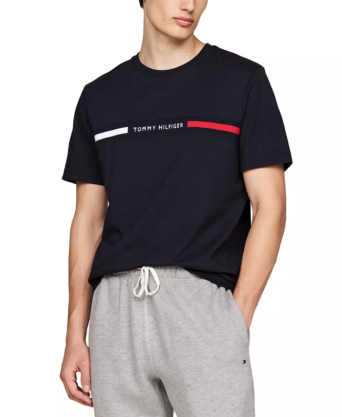 Мужская футболка с коротким рукавом и логотипом на груди Tommy Hilfiger, синий — фото 4