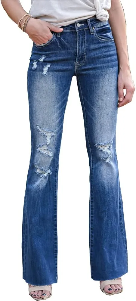 

Женские джинсы Akivide с потертостями и широкими штанинами