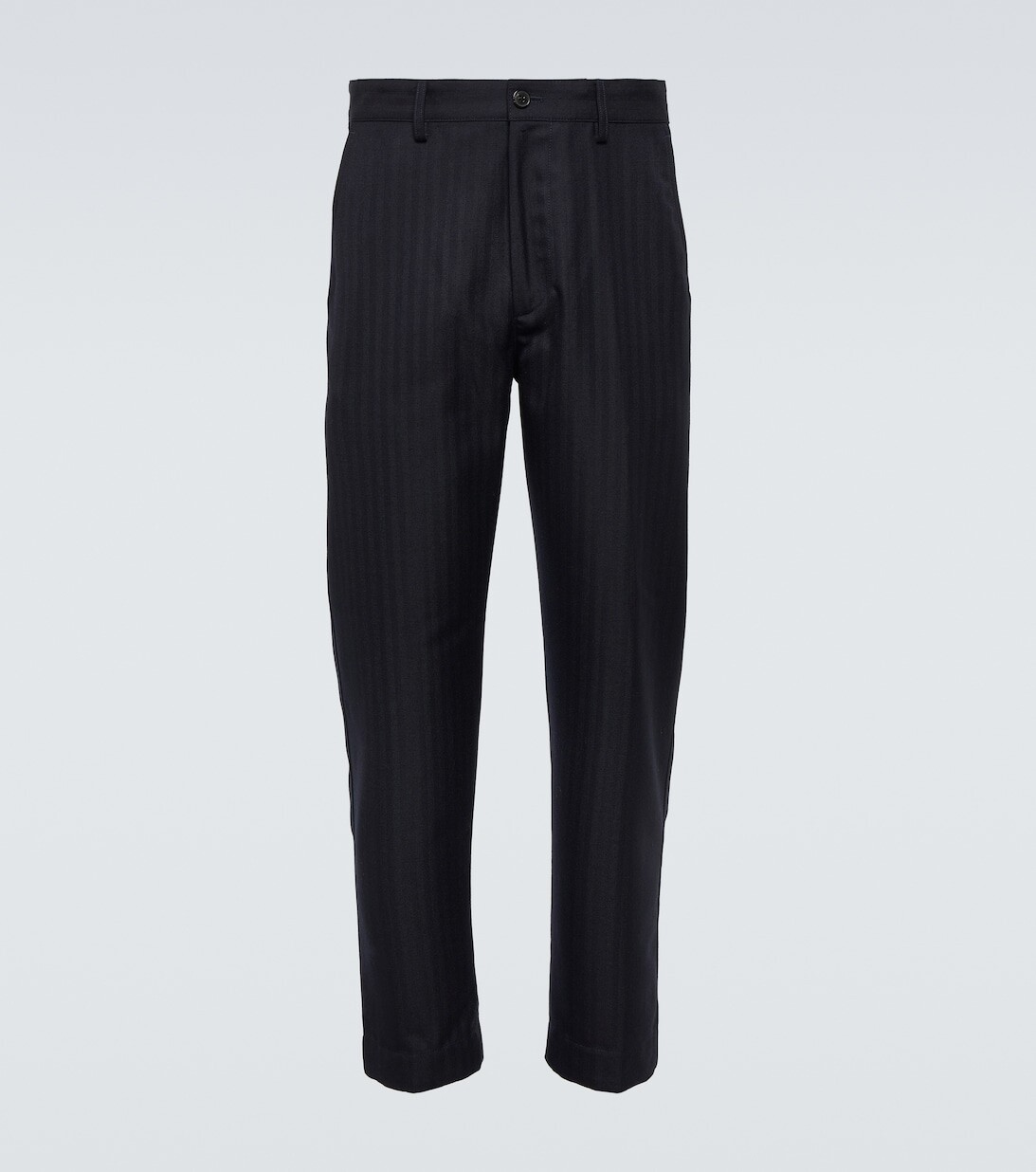 

Полосатые прямые брюки из смесовой шерсти Dries Van Noten, синий