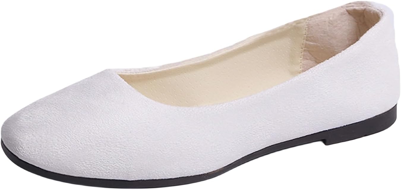 

Женские балетки с квадратным носком, повседневные легкие ходовые туфли, удобные офисные туфли на каждый день, балетки-слипоны, плоские нарядные замшевые лоферы нюдового цвета Movnebyro, белый