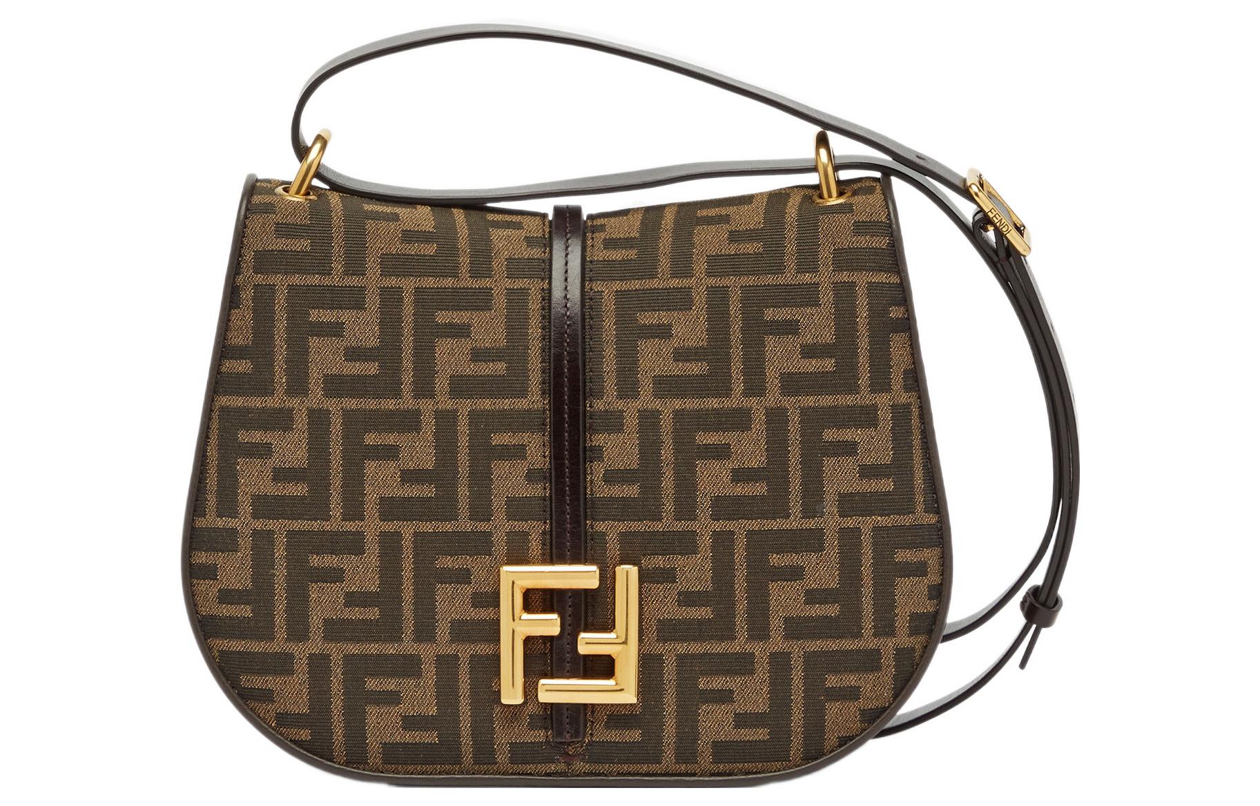 

FENDI Сумка через плечо из полиамида, женская, среднего размера, коричневого цвета