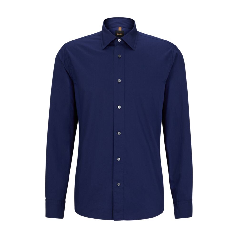 

Рубашка свободного кроя из стираного итальянского атласа BOSS, цвет Dark Blue