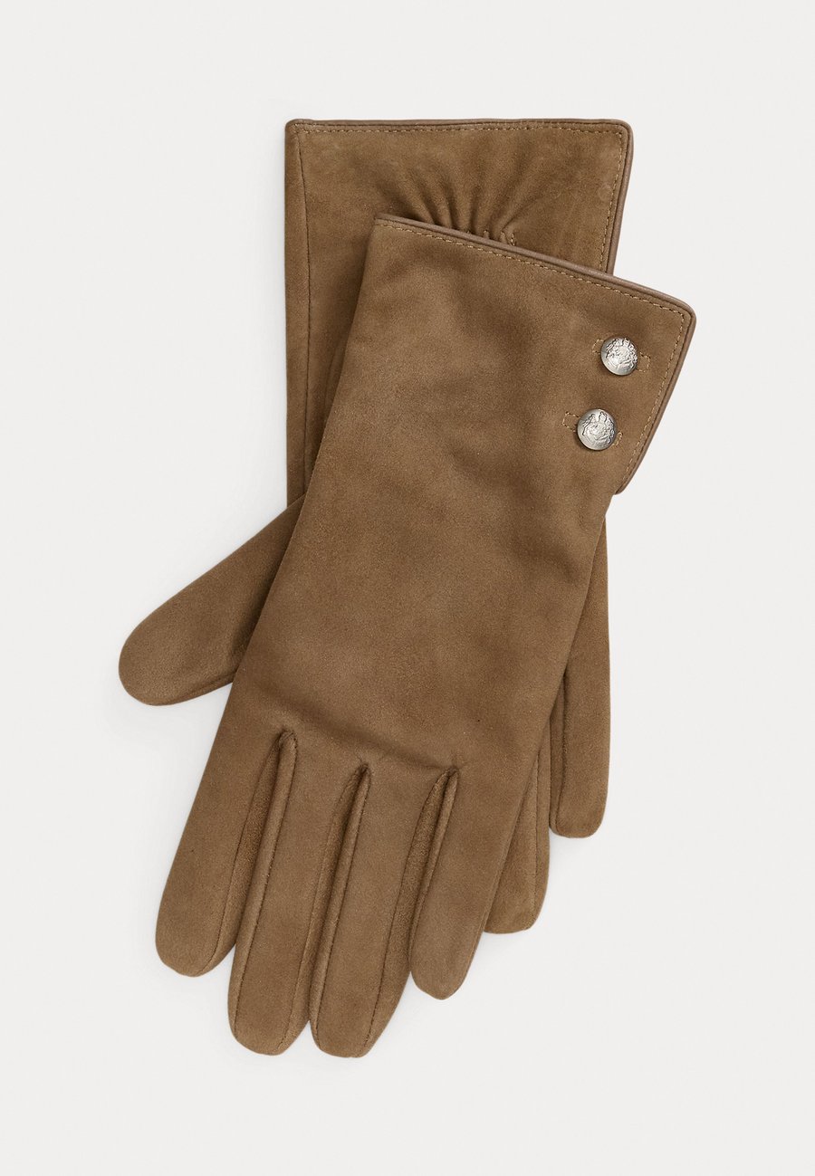 

Перчатки Lauren Ralph Lauren CREST-BUTTON-TRIM SHEEPSKIN SUEDE GLOVES, Taupe