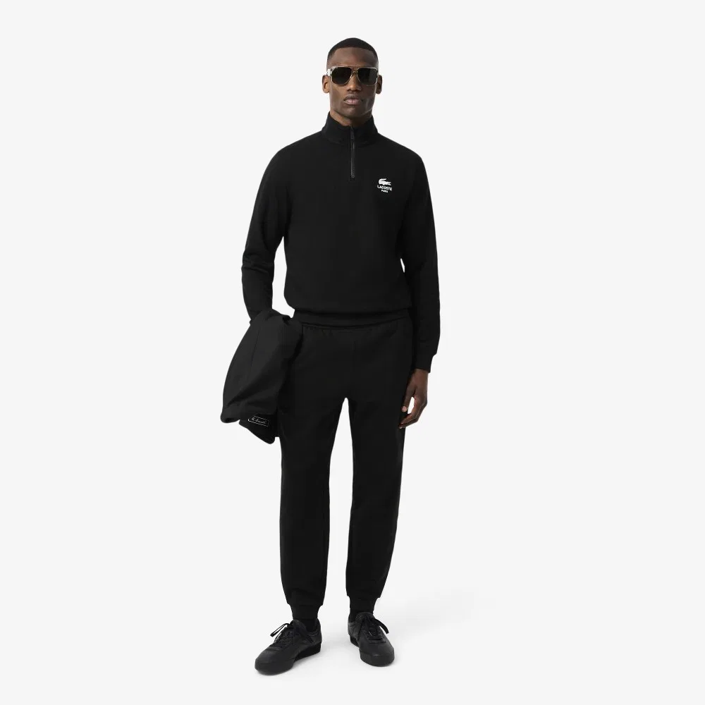 Мужской повседневный свитшот Lacoste Soft Branding Half-Zip, чёрный — фото 4