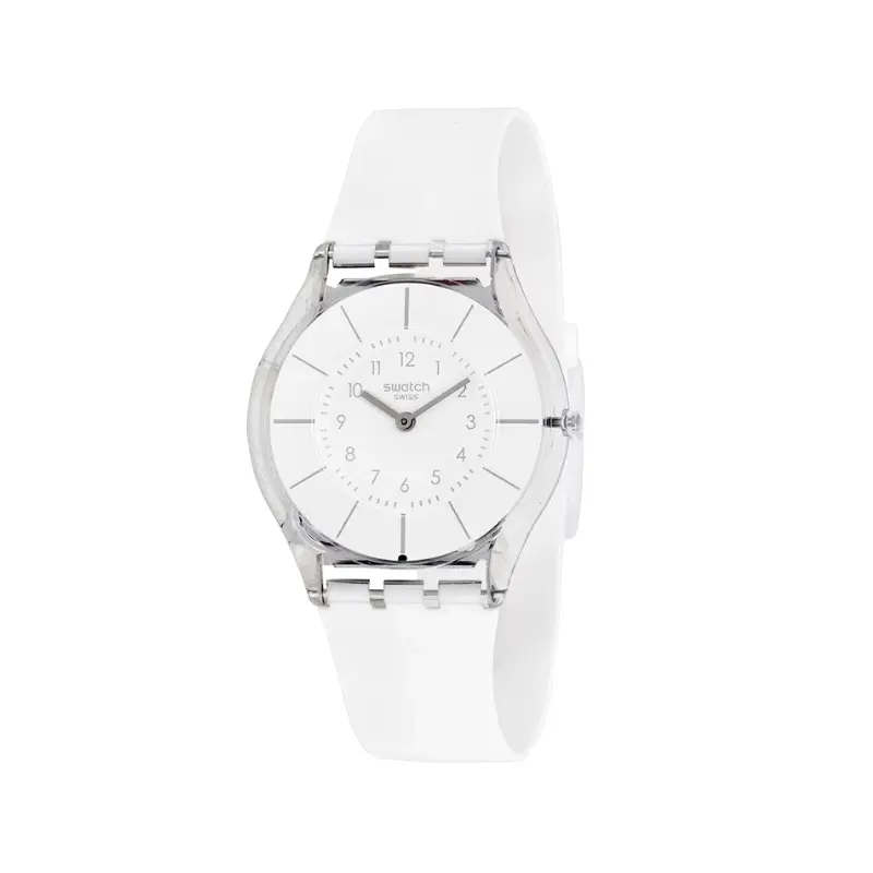 

SWATCH Часы Quartz Movement Unisex Watch 38mm White Dial Stainless Steel Watch Case Leather Watch Bands, White Dial
