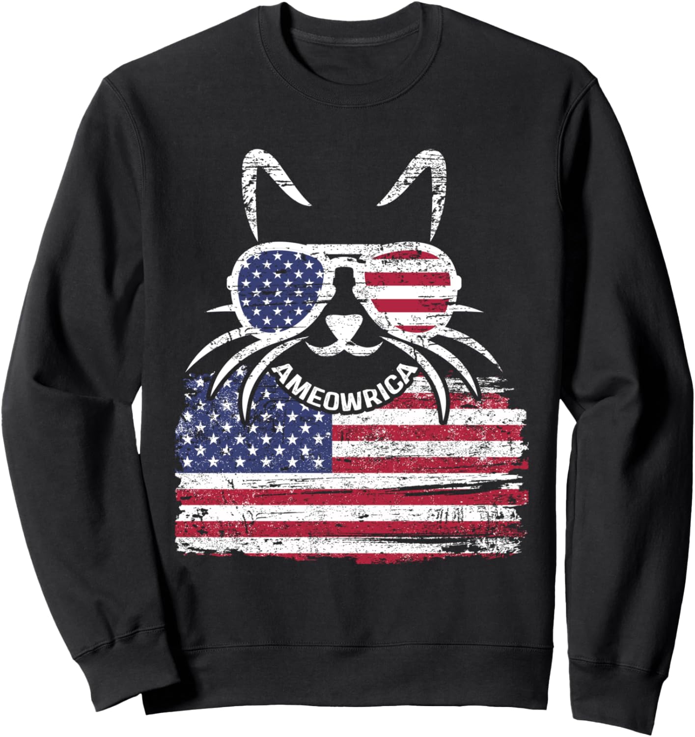 

Толстовка с изображением кошки из Америки и пострадавшего американского флага I'M Proud To Be An American, черный