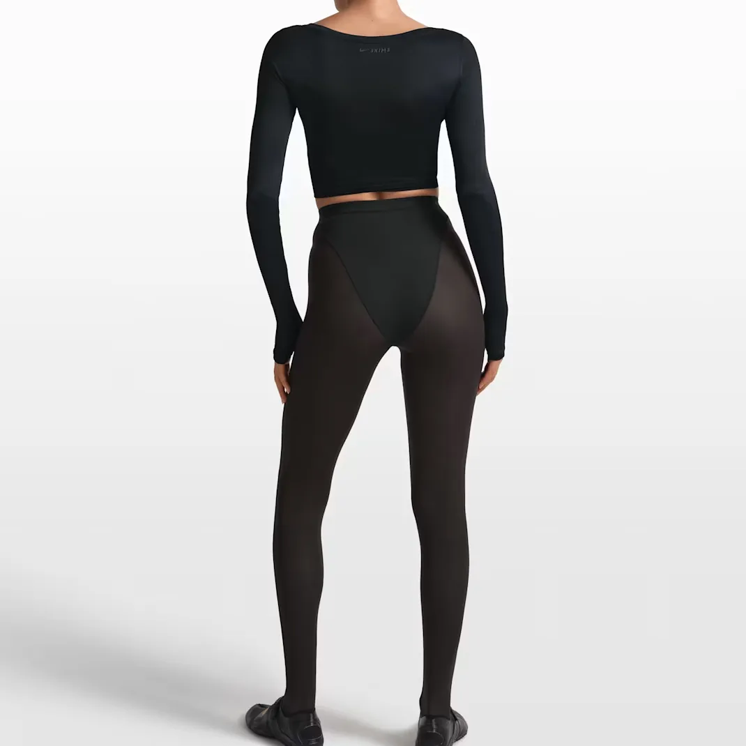 SKIMS Stretch Knit женский топ-блуза с длинными рукавами и запахом Nike, NSKM Obsidian — фото 4