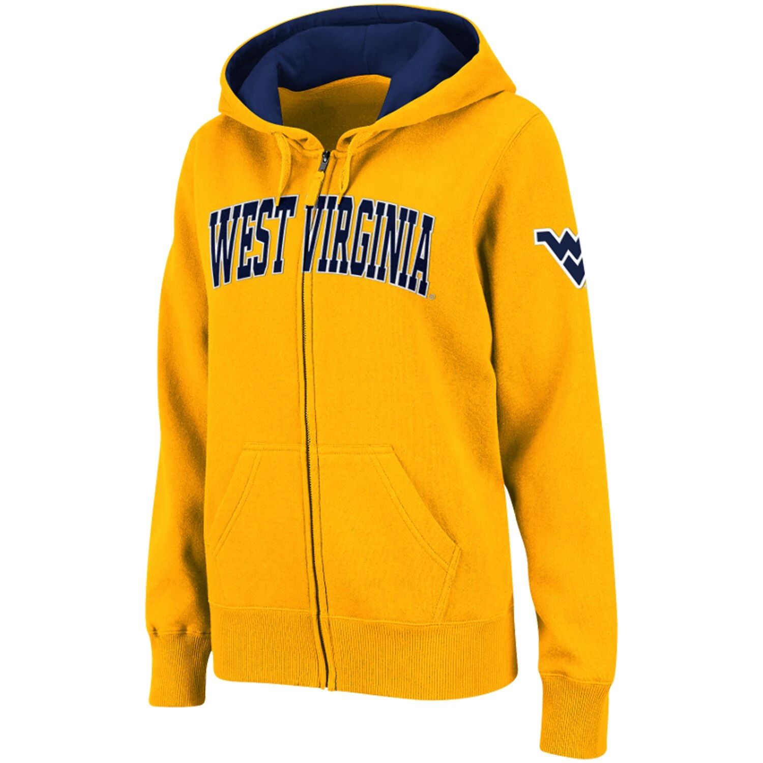 

Женская толстовка с капюшоном Stadium Athletic Gold West Virginia Mountaineers с молнией во всю длину и арочным именем Colosseum