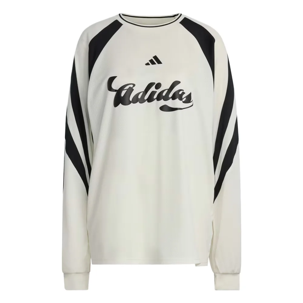 Adidas Свитшот Women's Ecru/Black Crew Neck Moderate