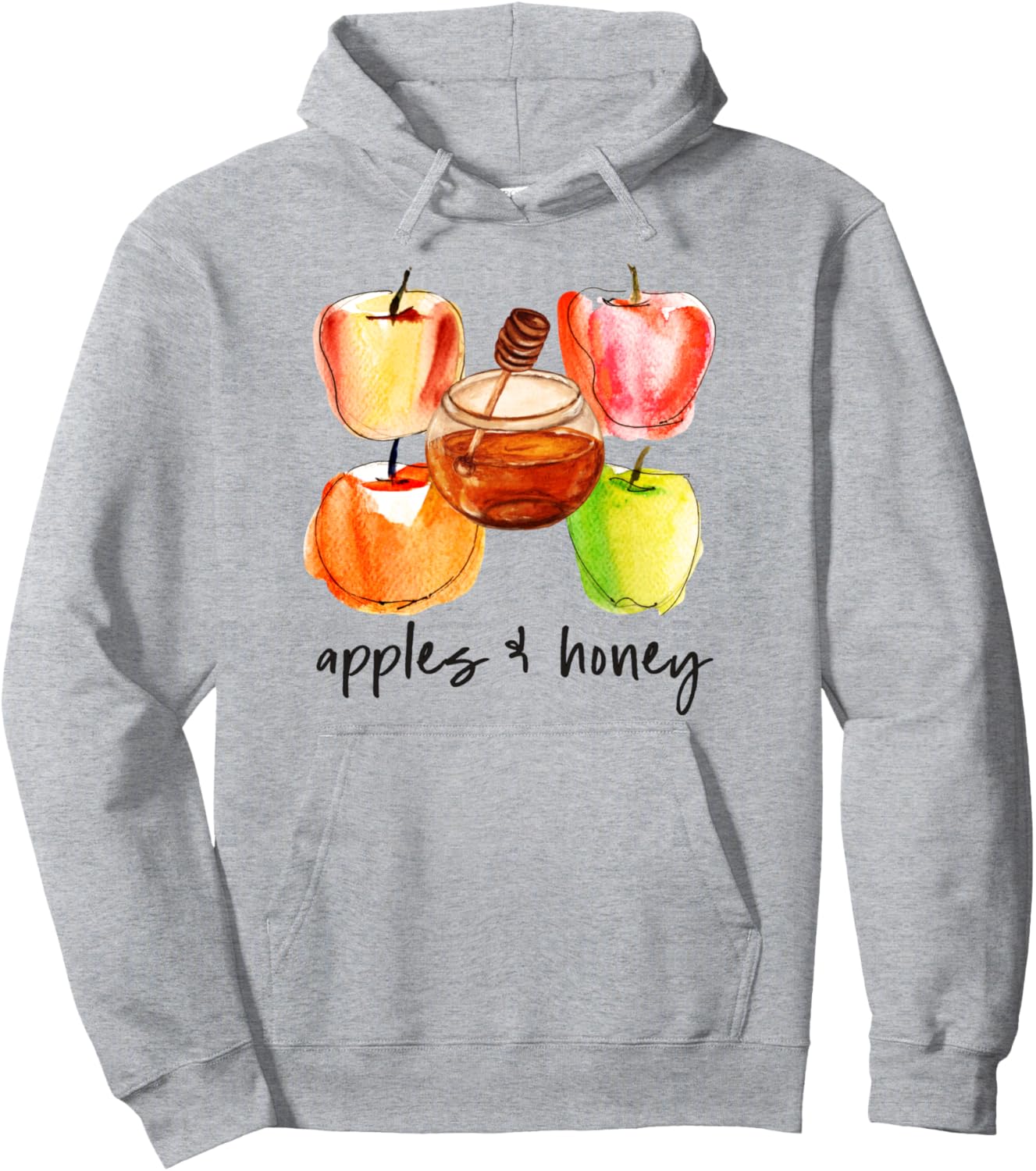 

Коллаж «Яблоко и мед» - худи ко Дню святого Нового года на Рош ха-Шана Apple And Honey Meme Gift For Rosh Hashanah, серый