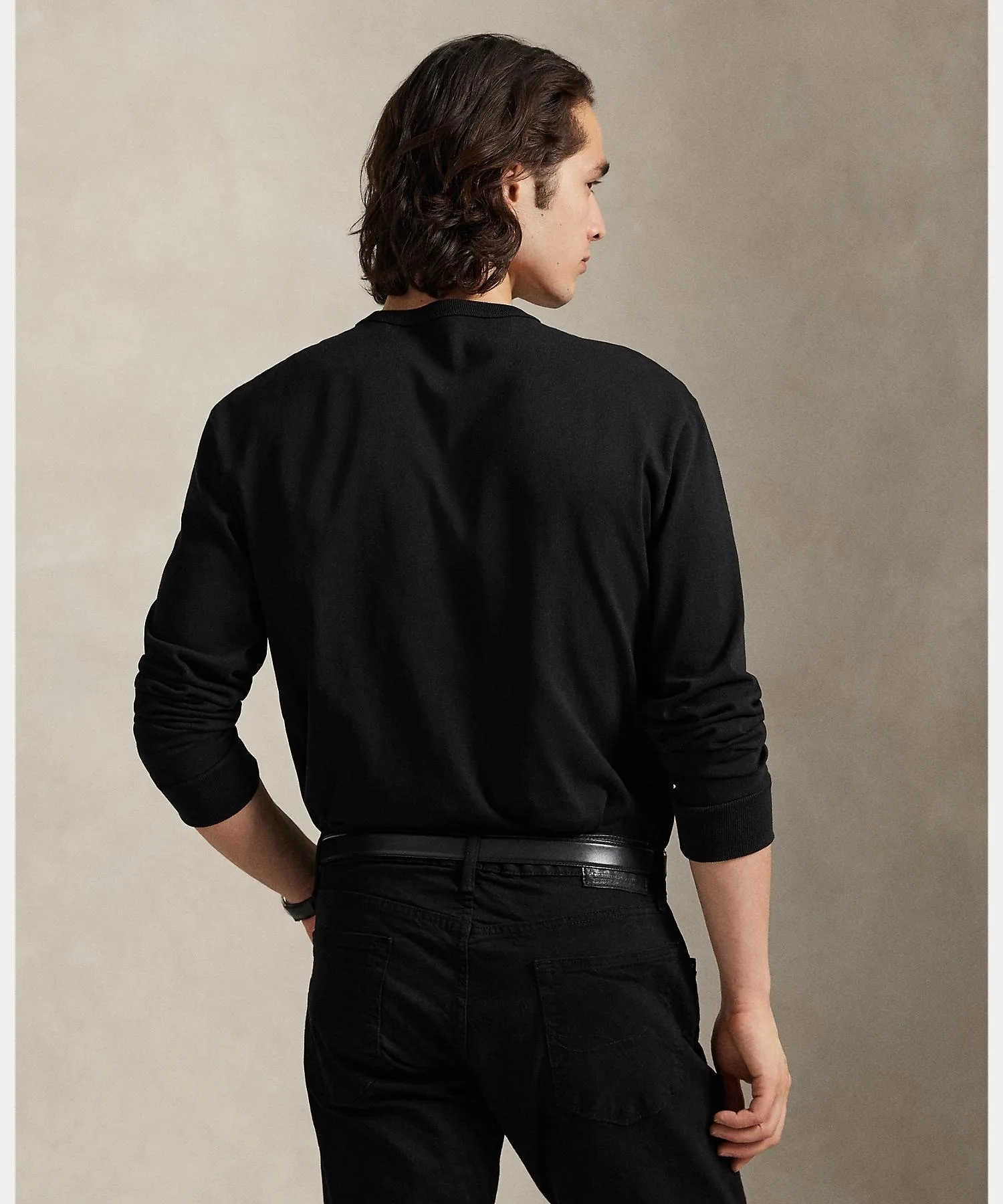 Мужская футболка с длинным рукавом Classic Fit POLO RALPH LAUREN чёрная — фото 4