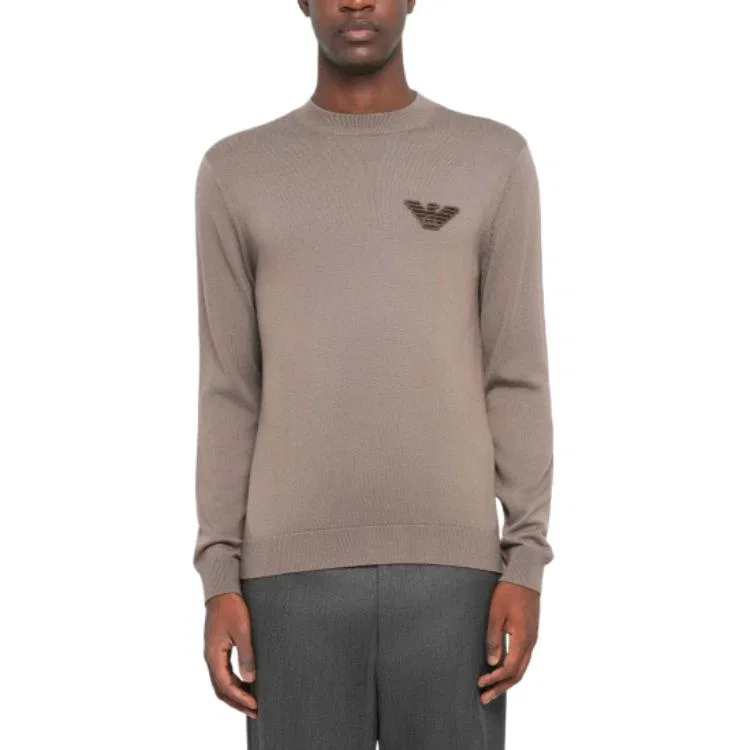 Джемпер с круглым вырезом и длинным рукавом EMPORIO ARMANI, Brown