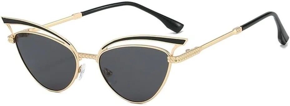 

Ретро-солнцезащитные очки «кошачий глаз» для женщин, металлическая оправа, стильные, модные, для активного отдыха, роскошные, маленькие, черные LVTFCO, Gold Black