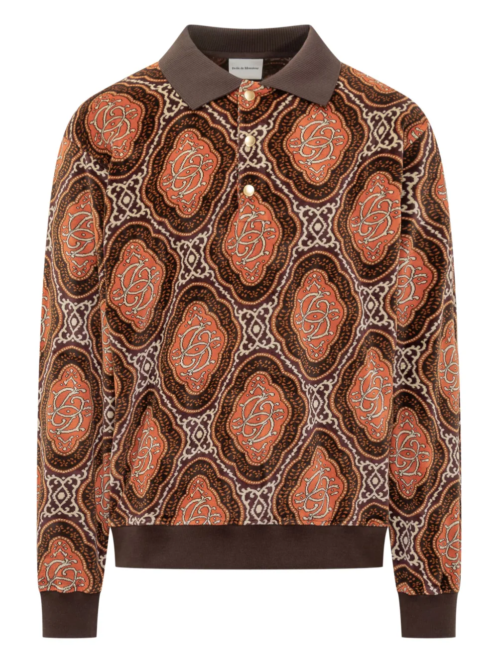 

Велюровое поло с узором Drôle De Monsieur, коричневый