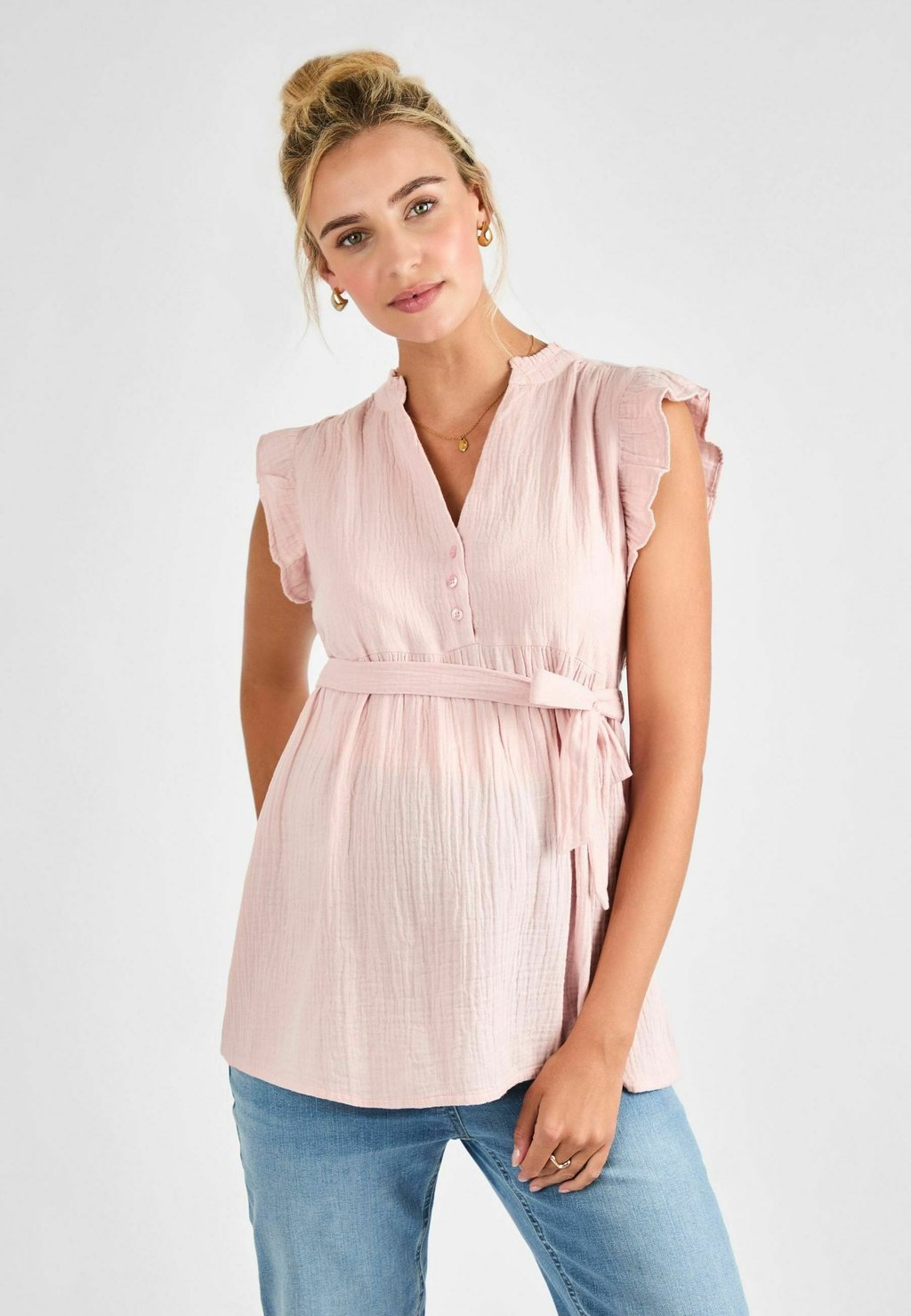 

Блуза FRILL SLEEVE TEXTURED JoJo Maman Bébé, розовый