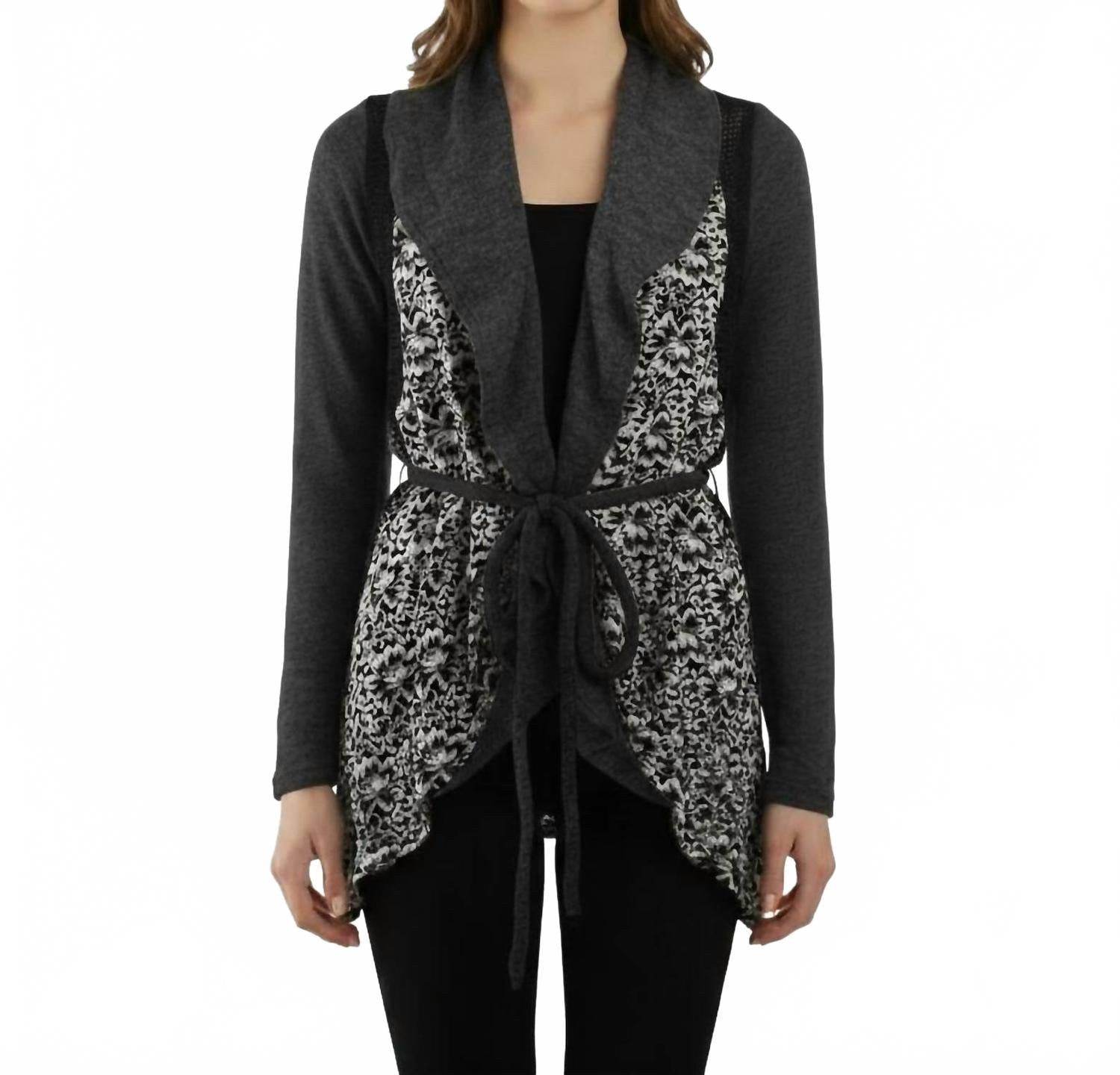 

Кардиган с отделкой кружевом Rosette, цвет «уголь» Ryu, Charcoal