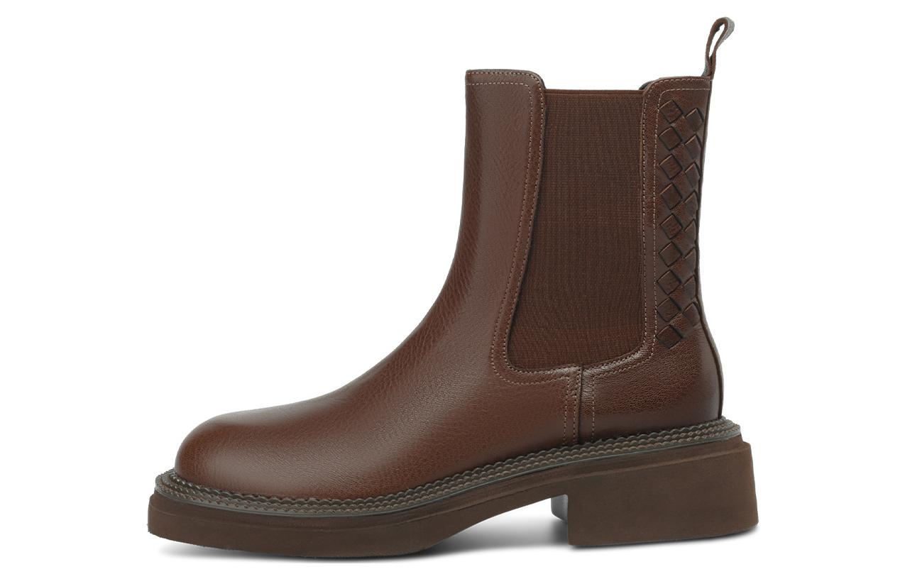 Короткие ботинки челси 5 см женские Rosa Bianca, Brown (Fleece-Lined)