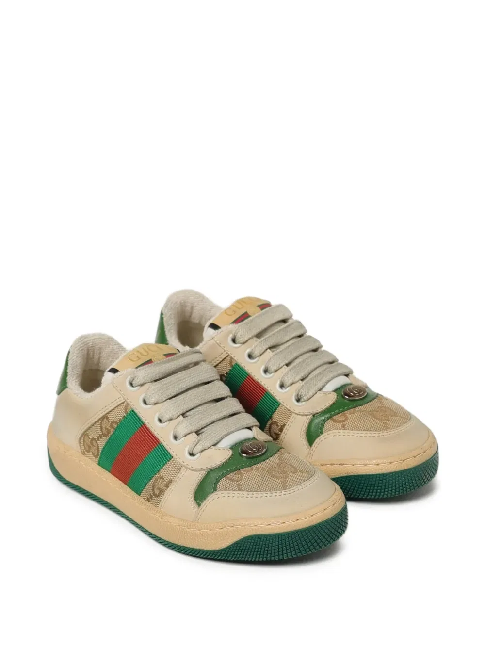Кроссовки Screener с полосатым логотипом Gucci Kids, нейтральный