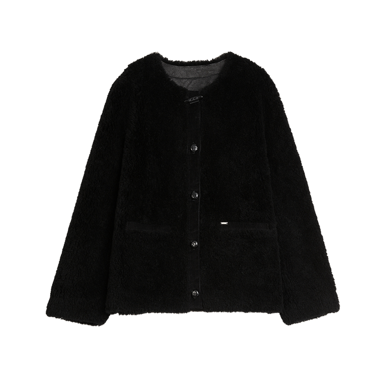 

ELLE Вельветовая куртка женская Black с круглым вырезом утепленная