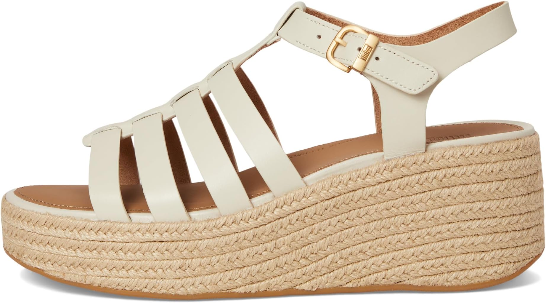 Сандалии FitFlop PLATFFORMS Espadrille Leather Fisherman Wedge Sandals, цвет Paris Beige — фото 4