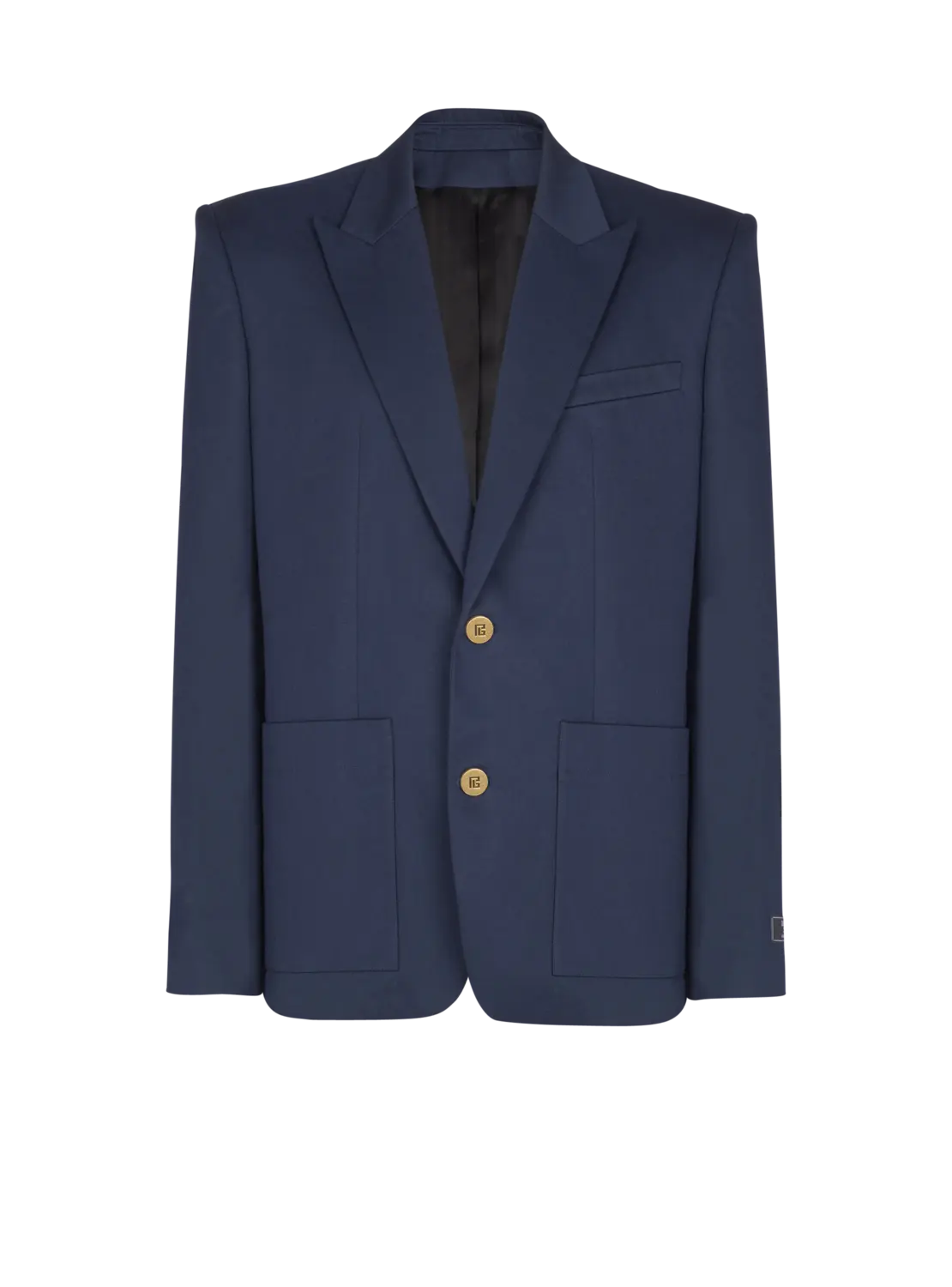 

Пиджак из хлопкового твила на двух пуговицах Balmain, темно-синий