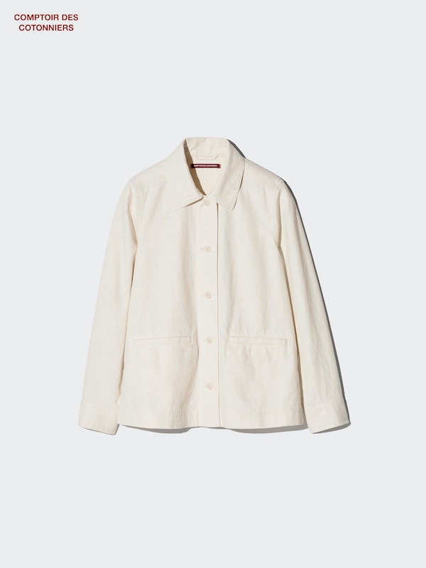 

Льняная хлопковая куртка Uniqlo, 30 бежевый