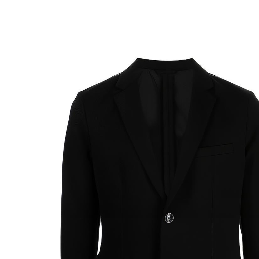 Сшитый джерси однобортный пиджак EMPORIO ARMANI, черный — фото 3