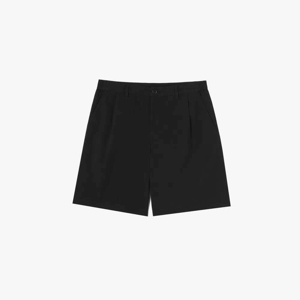 Мужские чёрные шорты-бермуды из кручёной пряжи от Lacoste
