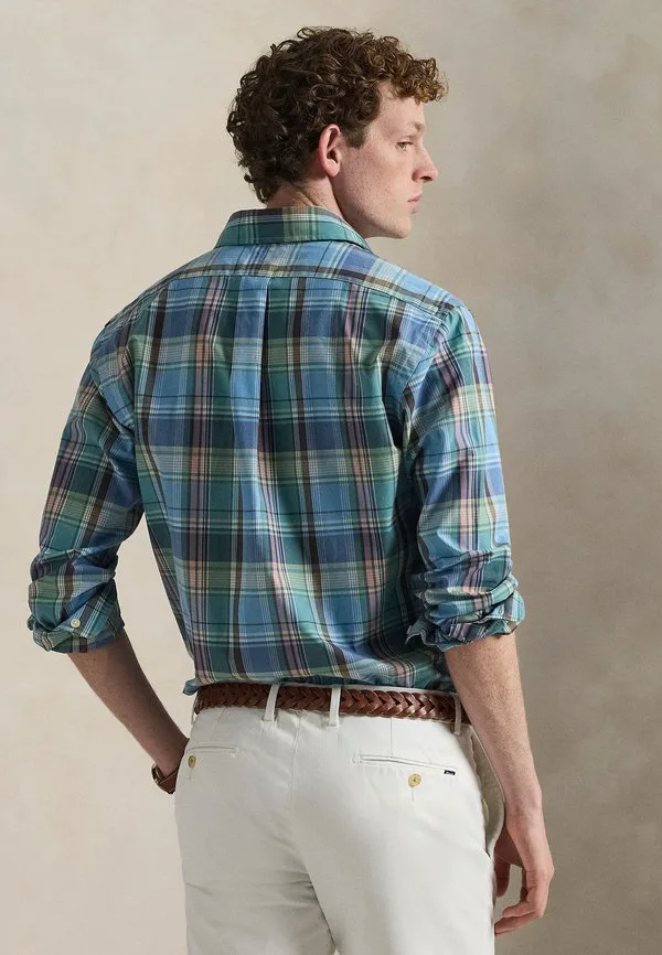 Рубашка из поплина в клетку, сшитая на заказ. Polo Ralph Lauren, Blue/Brown/Multi-Coloured — фото 3