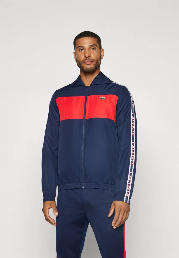 Тренировочная куртка Lacoste Sport для тенниса, водоотталкивающая, ветрозащитная, синий/гренадин