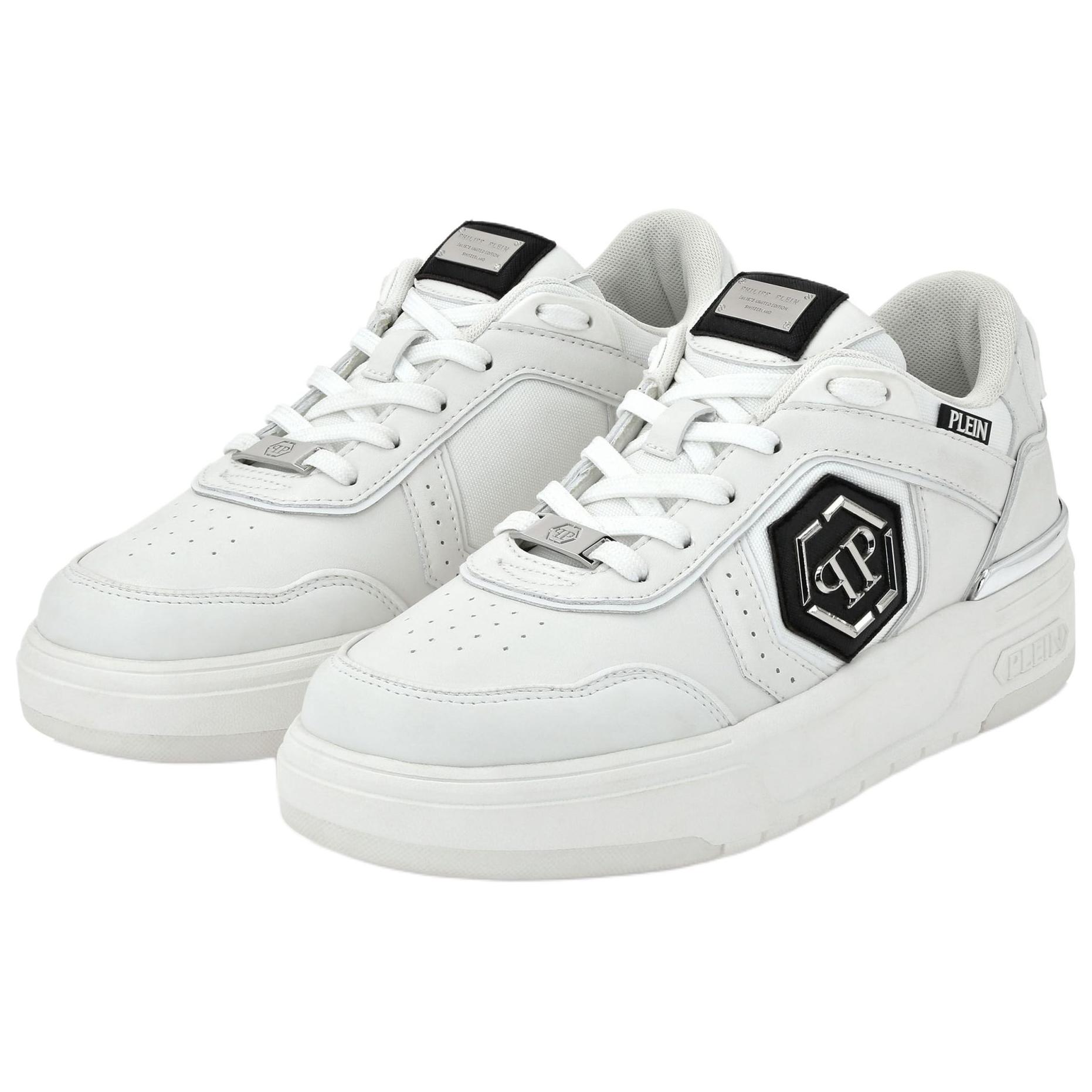 Sk8r Plein Low Leather низкие скейтерские кроссовки унисекс белые PHILIPP PLEIN, белый — фото 4