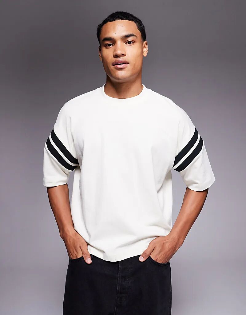 

Футболка свободного кроя ASOS DESIGN свободного кроя со вставками кремового цвета