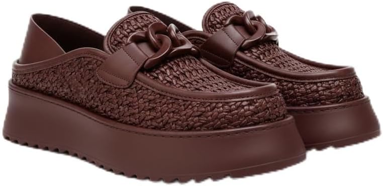 

Современные мужские лоферы на платформе из плетеной кожи, удобные туфли на каждый день с мягкой посадкой, подошва с увеличением на 5 см и декоративной цепочкой Ctkvbmeoi, коричневый