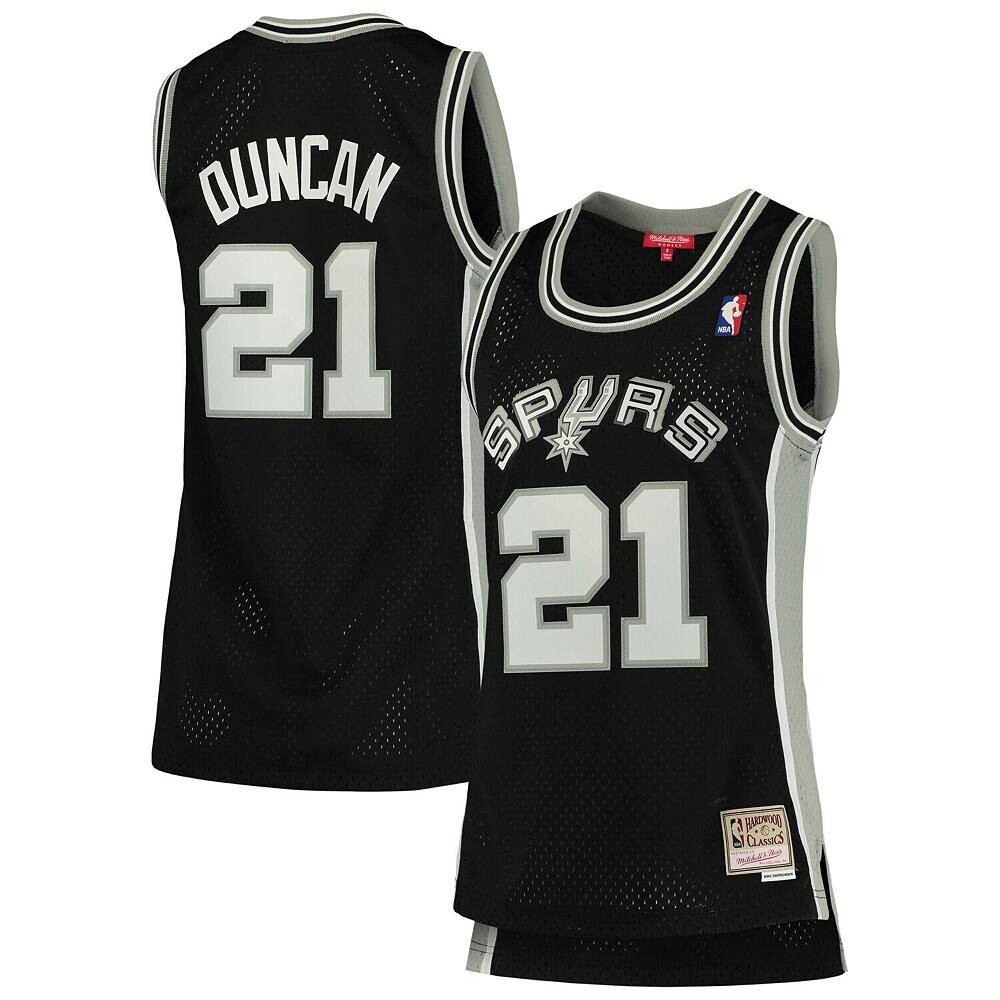 

Женская черная майка Mitchell & Ness Tim Duncan San Antonio Spurs 1998-99 Hardwood Classics Swingman, цвет Spr Black