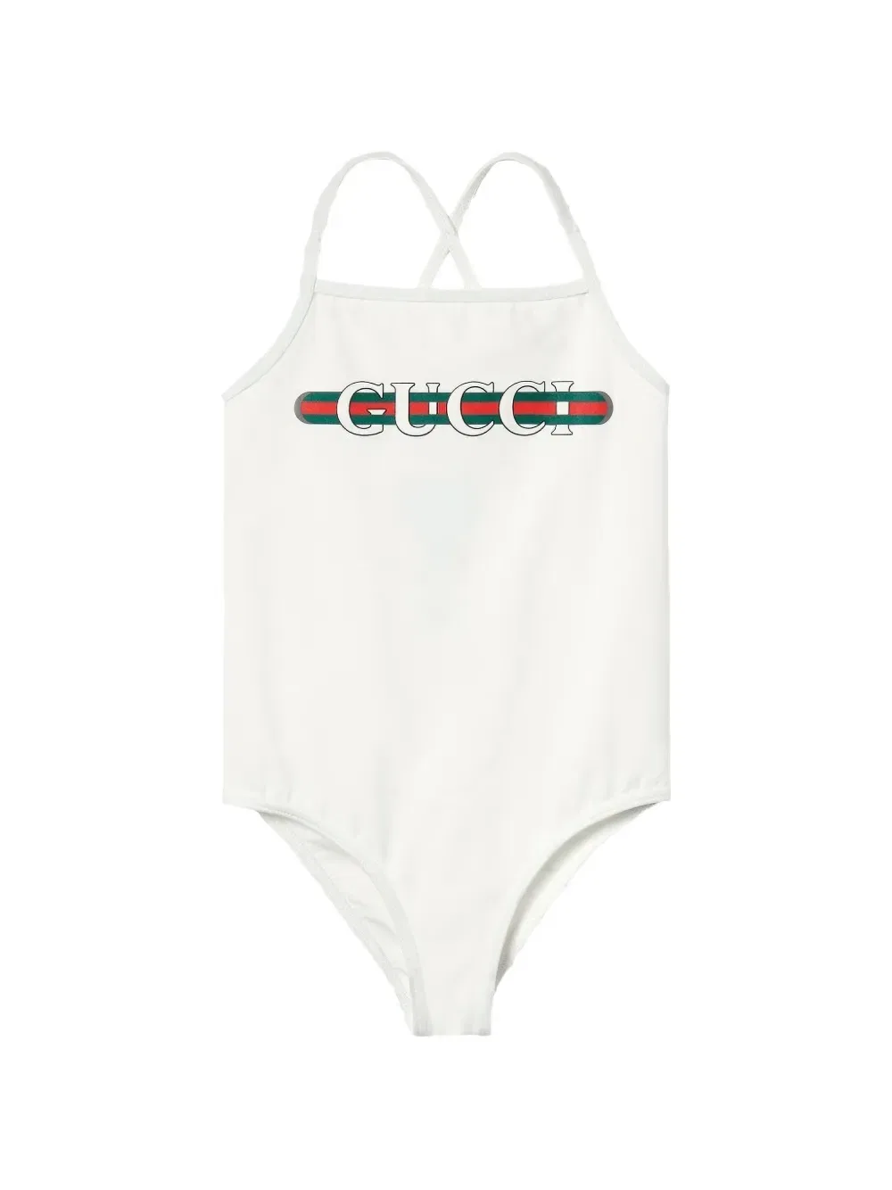 Купальник с принтом логотипа и перекрещивающимися лямками Gucci Kids, белый