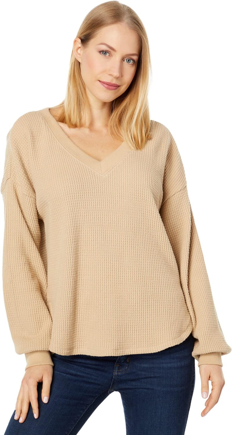 

Рубашка Madewell Spindrift V-Neck Long Sleeve, цвет Toasted Sesame