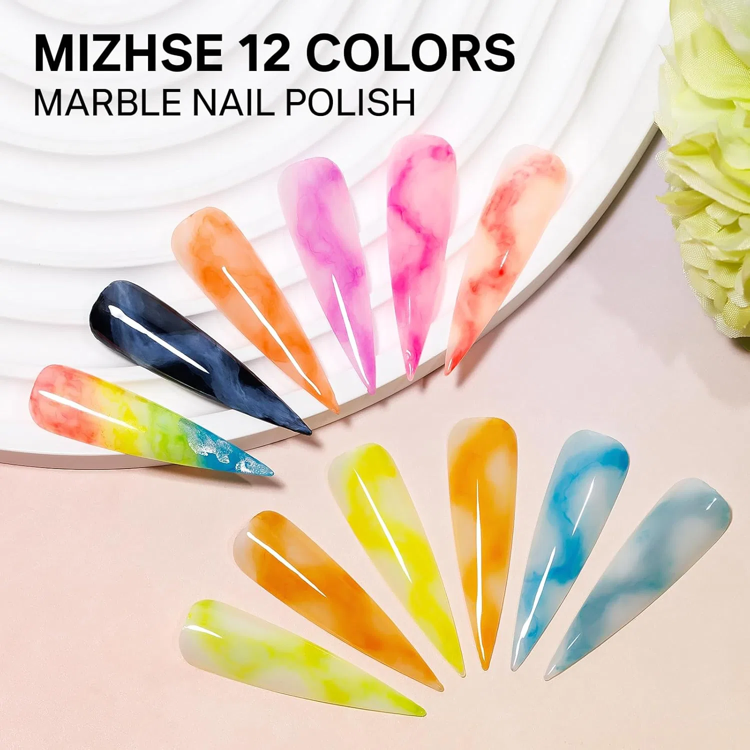 Набор MIZHSE Macaron Blooming Ink для дизайна ногтей, 12 цветов, 7 мл Mizhse, Macaron Blooming Gel — фото 3