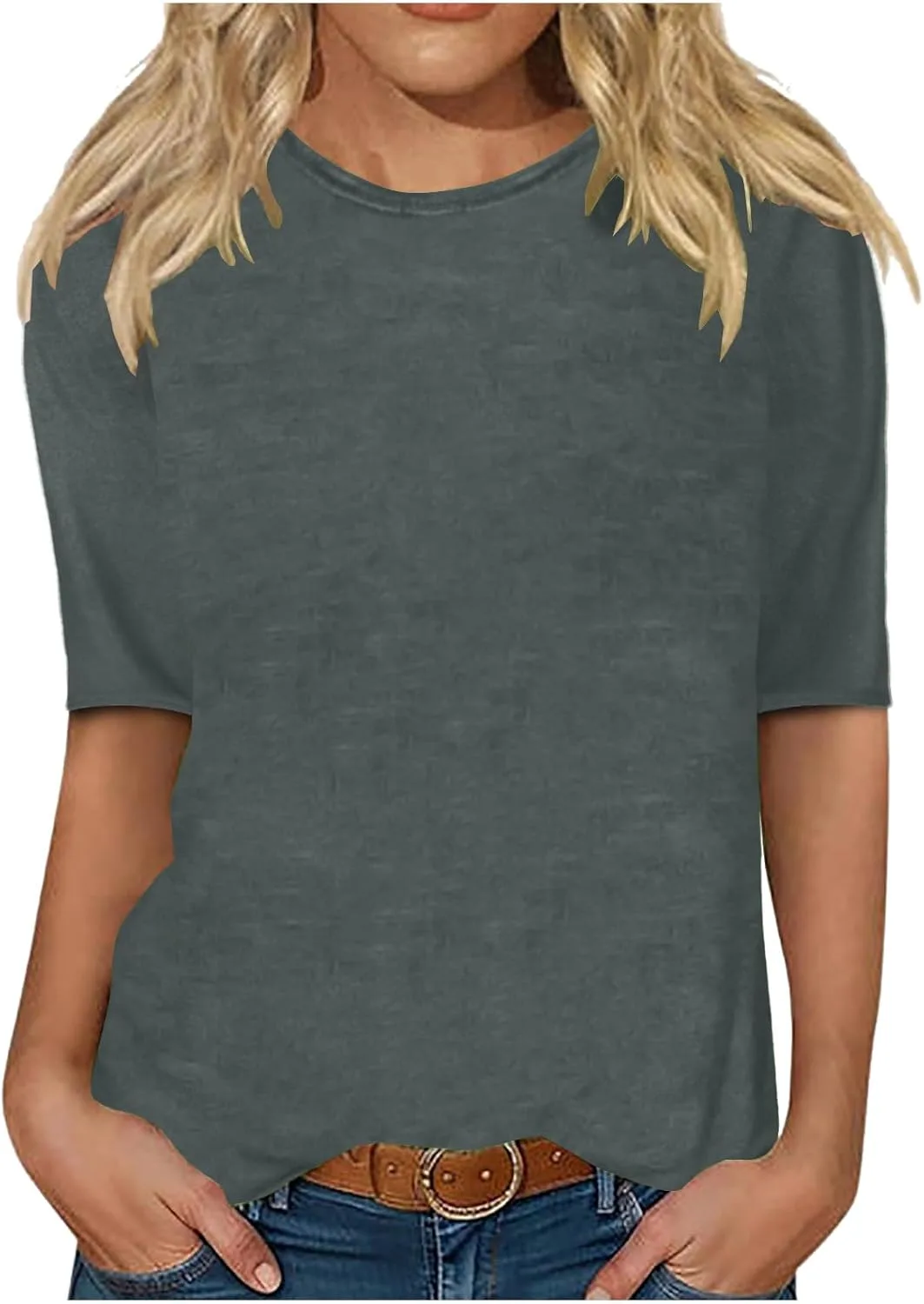 

Женская футболка с коротким рукавом Solid Color, летне-осенняя мода FZYLQY