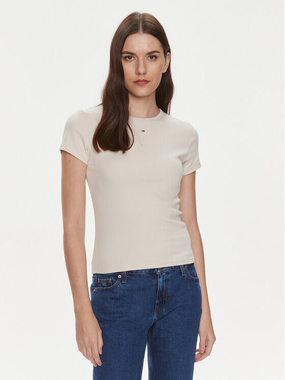 

Футболка узкого кроя Tommy Jeans, бежевый