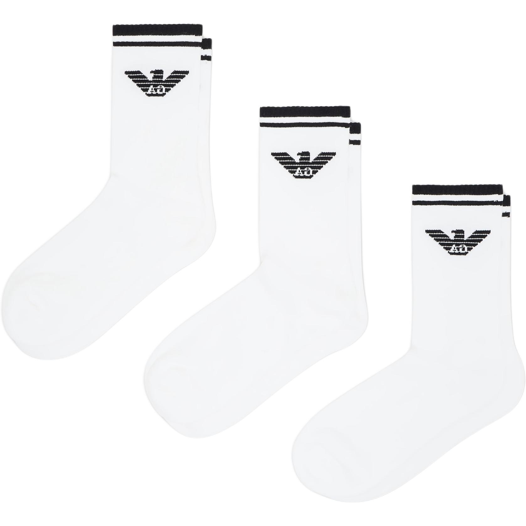 

Вязаные носки с интарсией логотипа Emporio Armani, 3 pack (белый)