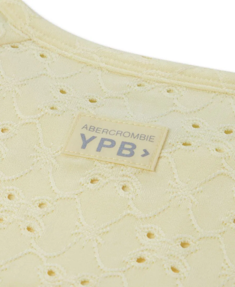 Детская футболка для девочек YPB с перфорацией и сборками Abercrombie Kids — фото 3