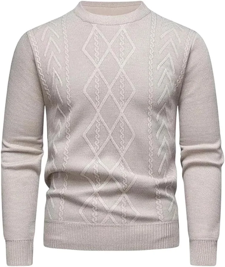

Мужской свитер с круглым вырезом и длинными рукавами, вязаный пуловер с ромбовидным узором для осени и зимы