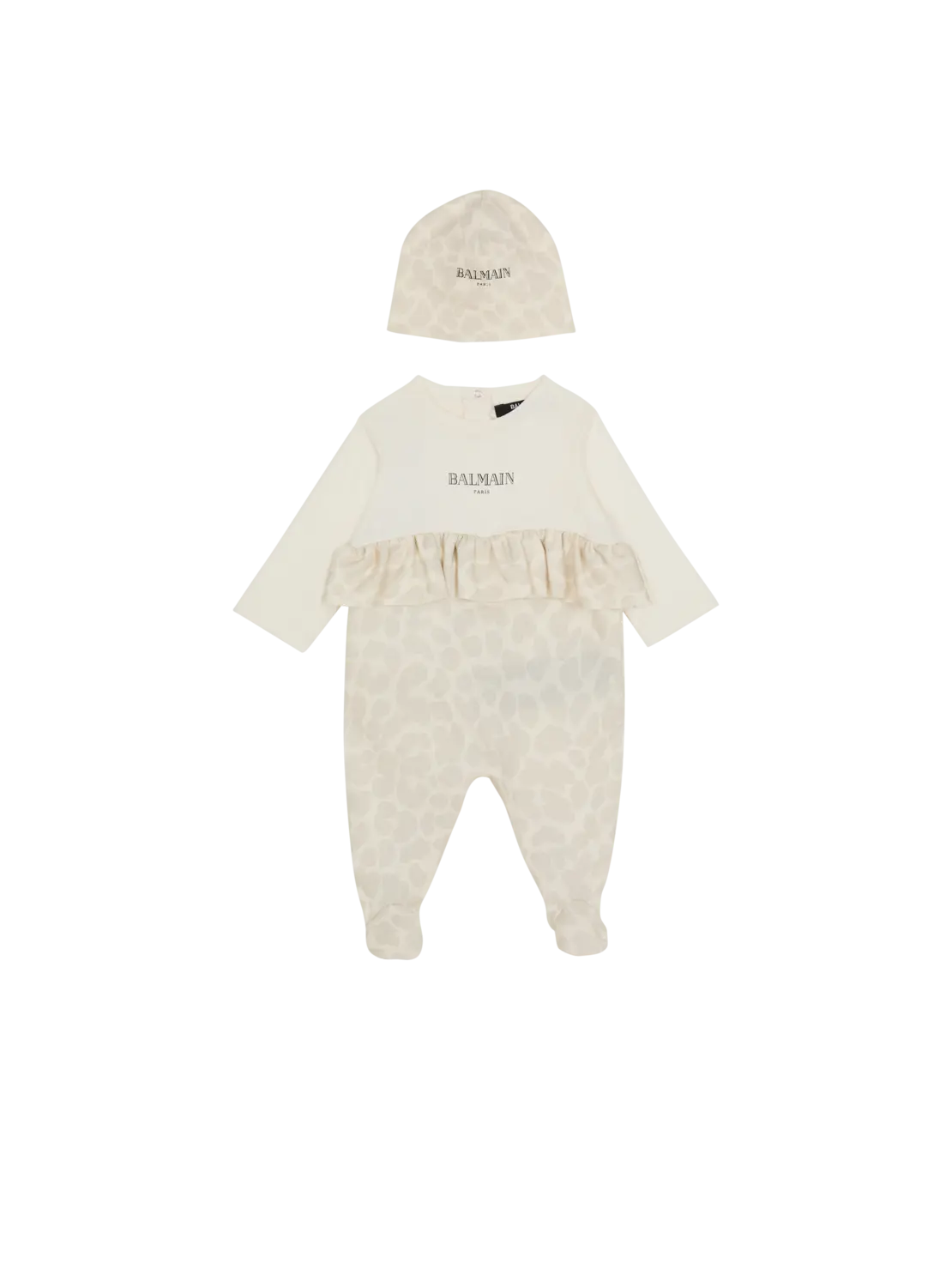 

Детский комплект из 2 предметов с леопардовым принтом Balmain, бежевый