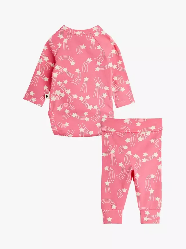 Детский боди с длинными рукавами и штанишки Baby Starfall Wrap, розовый Mini Rodini — фото 2