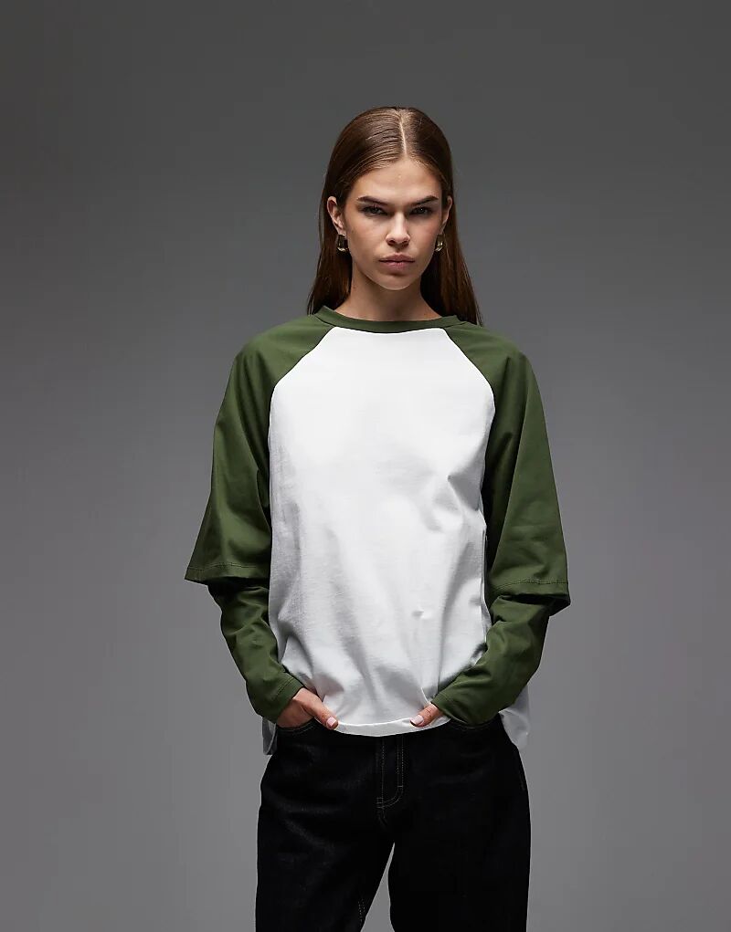 

Двухслойный лонгслив в стиле скейтера ASOS DESIGN в белом и хаки цветах